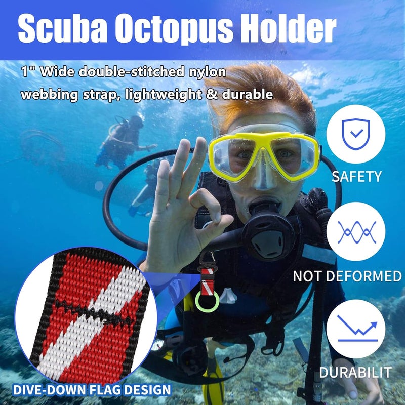 JUSTOOP Store Scuba Octopus Mouthpiece Holder,Silicone Octopus Holder for Scuba Diving 0cto Mouthpiece Keeper for 2nd Stage Regulator Octopus Retainer with Spring Clip,2 PCS,Green/Yellow - Image 5